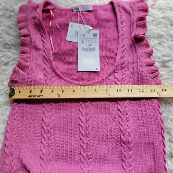 ZARA Sleeveless Ruffle Knit Tank Top Women Size L - Picture 5 of 9